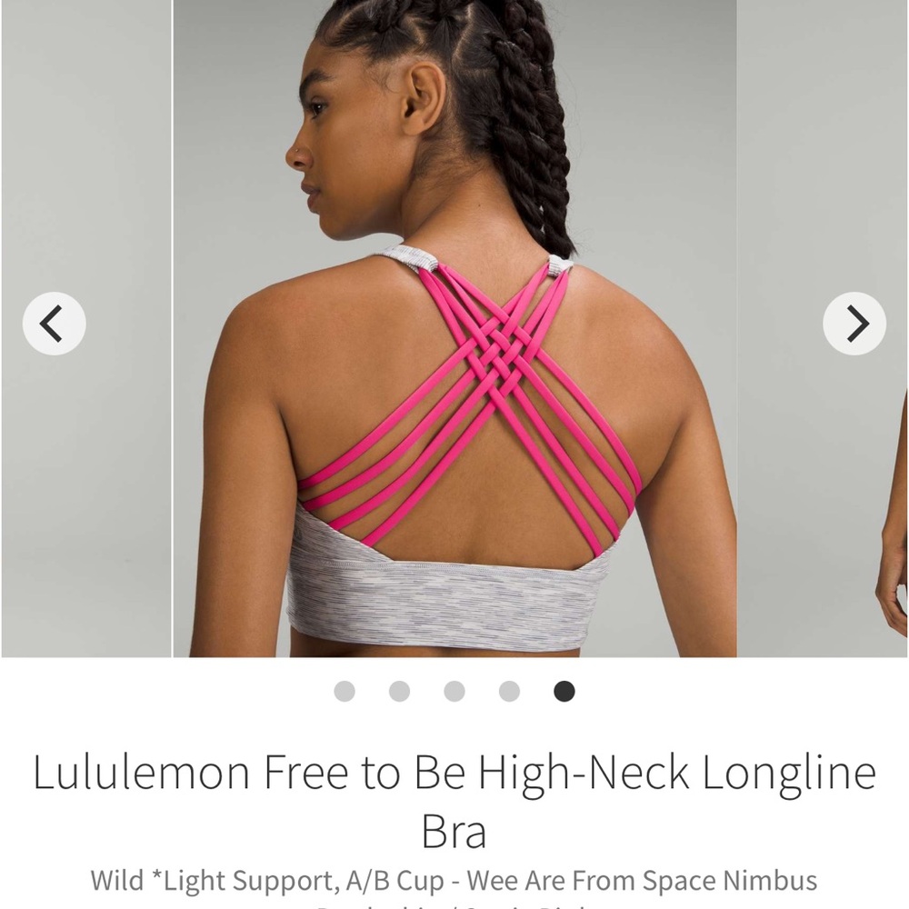 Lululemon Free To Be High-Neck Longline Bra size 10 white pink